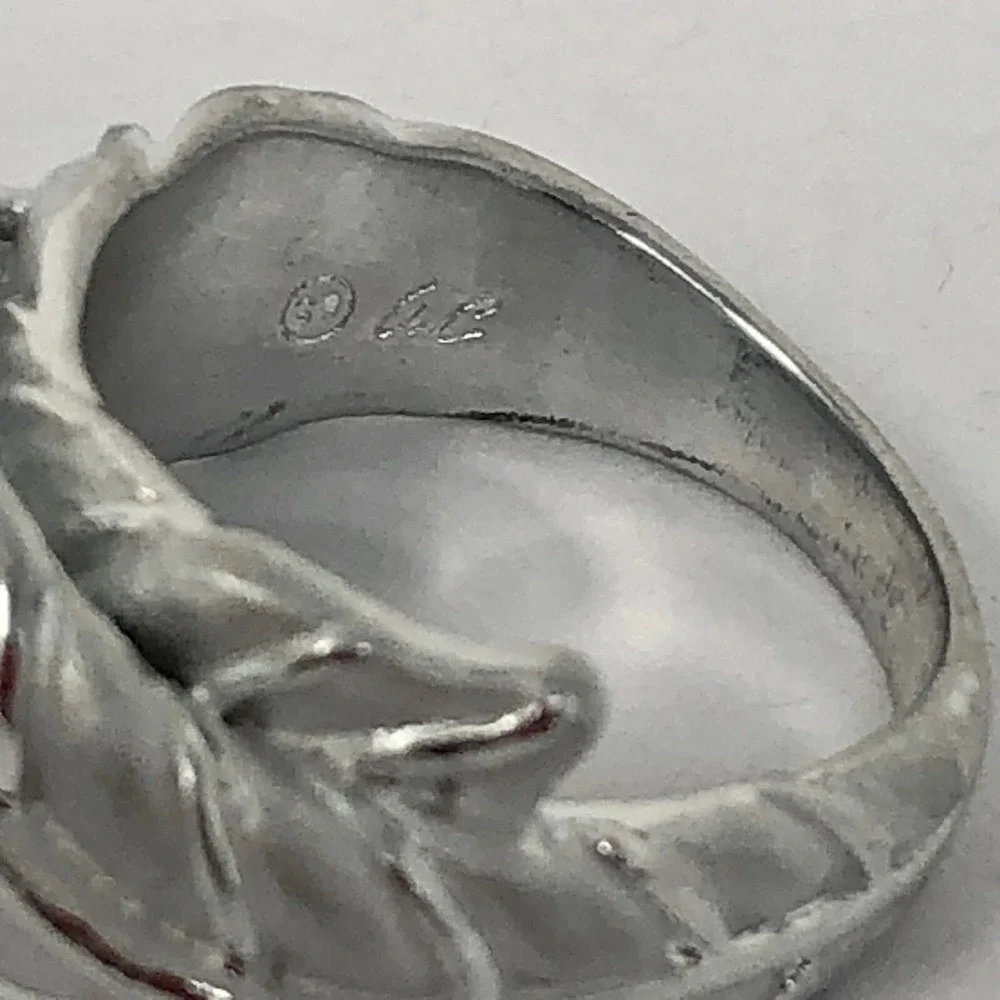 Overlap Leave Ring Band Sz 7 Aluminum Arthur Court Signed Jewelry Matte